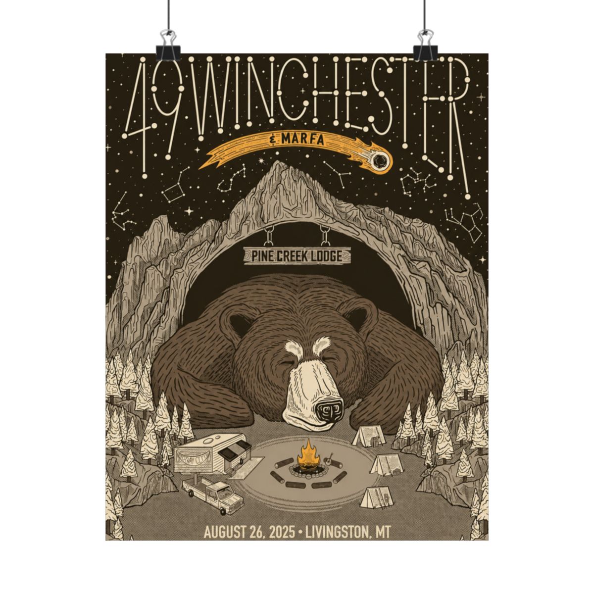 8.26.25 Pine Creek Lodge Livingston, MT Poster - Signed | 49 Winchester - alternate angle 4, merchandise